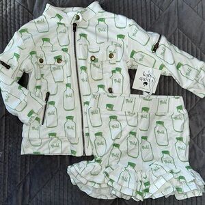 HTF Kate Quinn MILK 2pc Outfit {6-12 M} Jacket + Ruffle Shorts Bamboo SO CUTE!!!